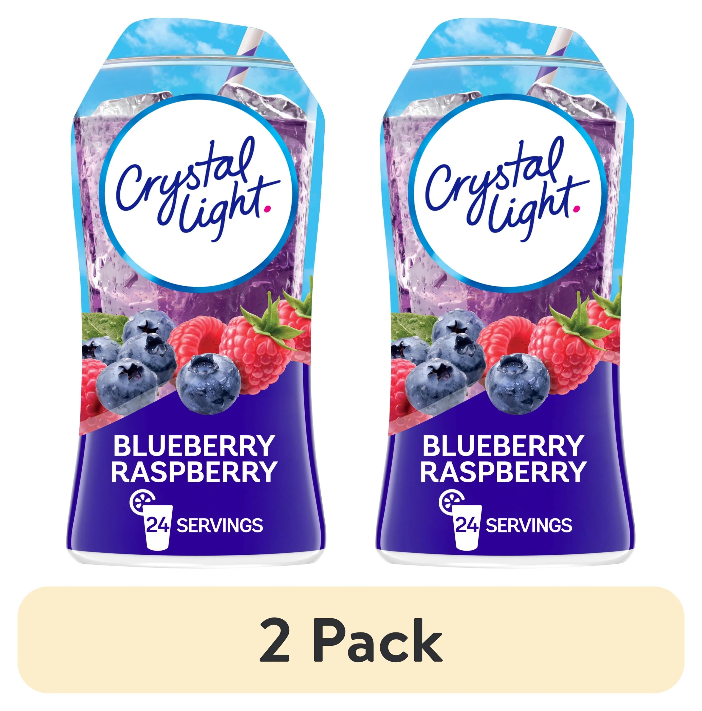 (2 pack) Crystal Light Liquid Blueberry Raspberry Naturally Flavored Drink Mix, 1.62 fl oz Bottle