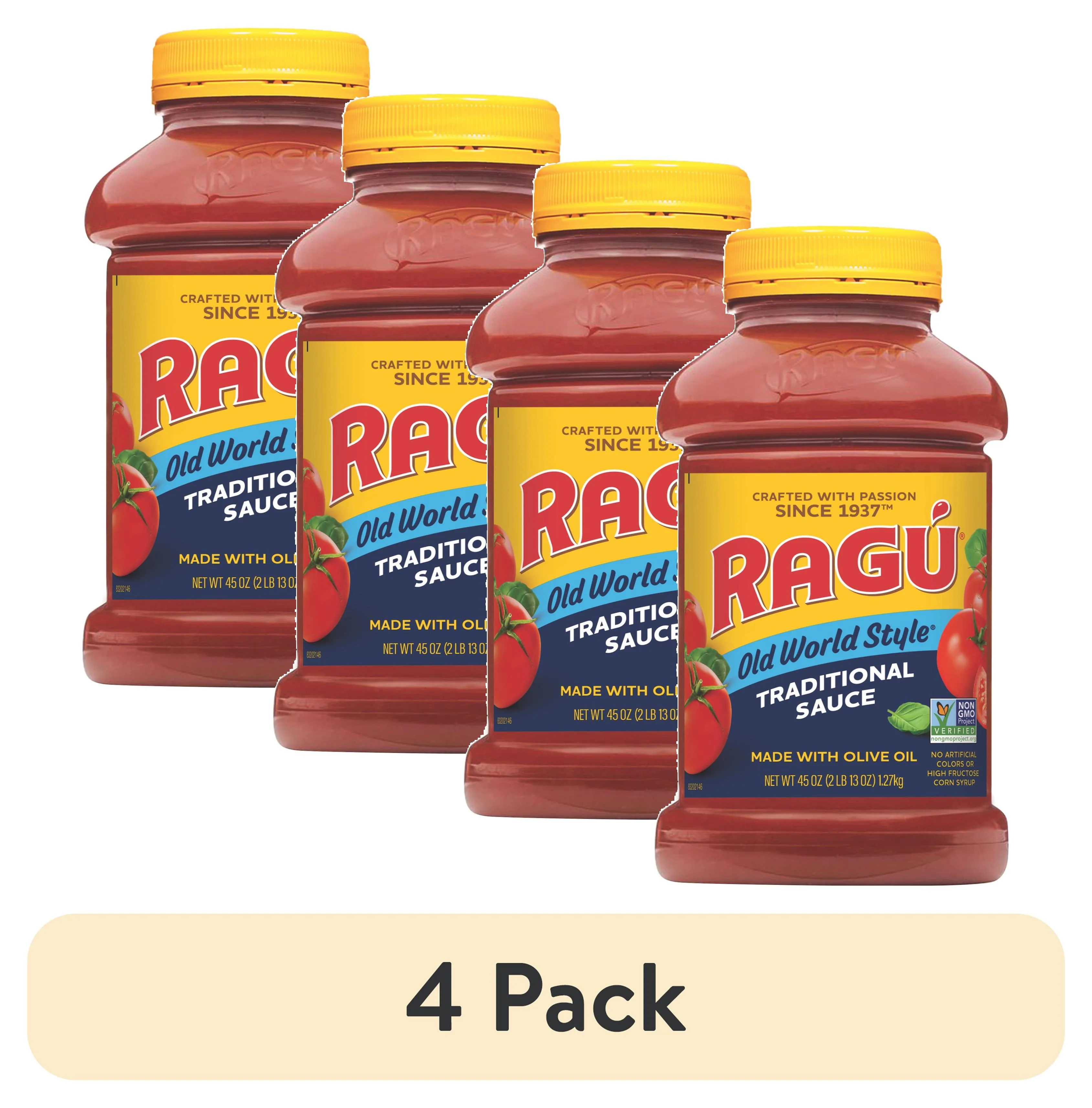 (4 pack) Ragu Old World Style Traditional Pasta Sauce, 45 oz