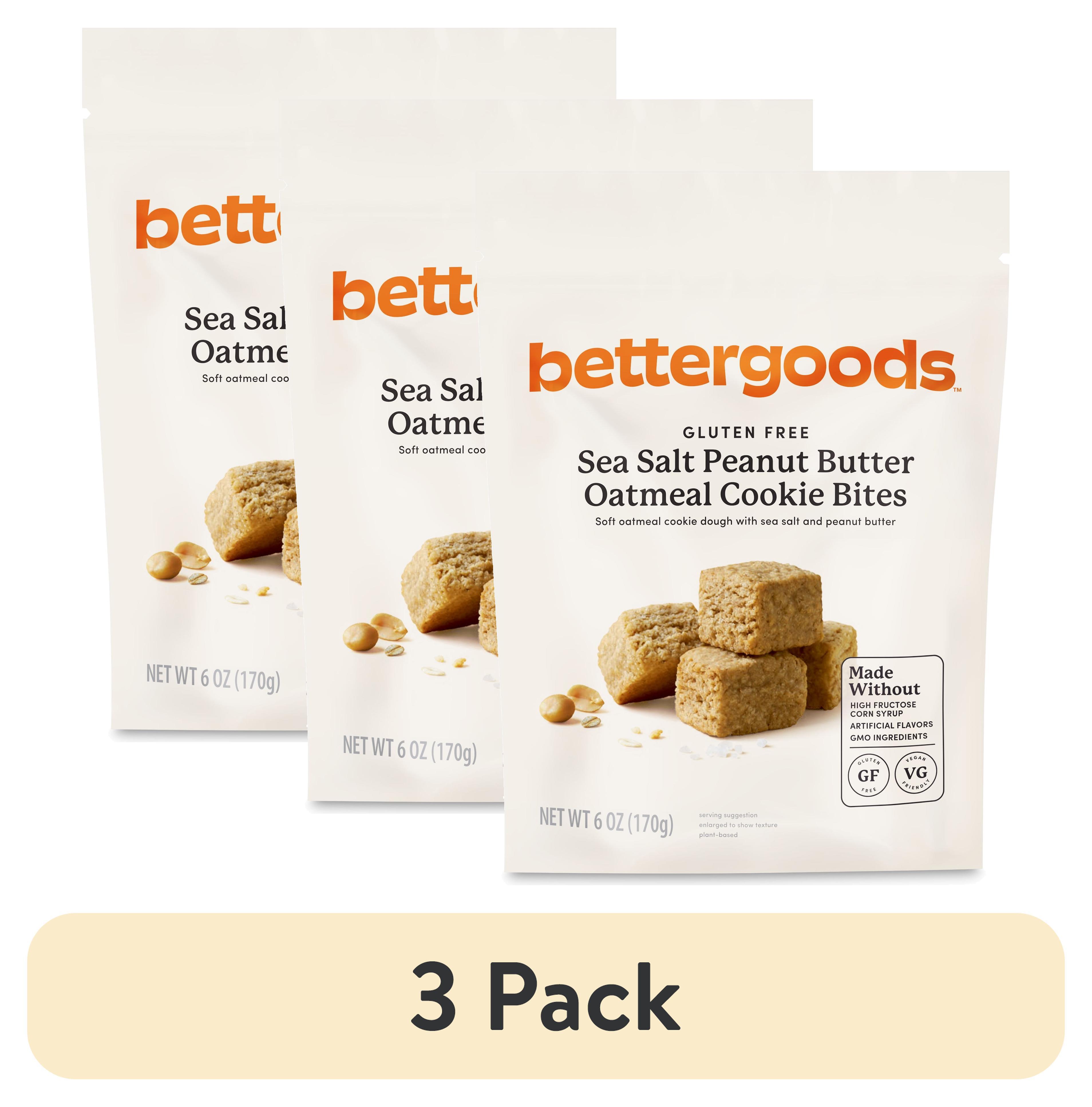 (3 pack) bettergoods Gluten Free Sea Salt Peanut Butter Oatmeal Cookie Bites, 6 oz