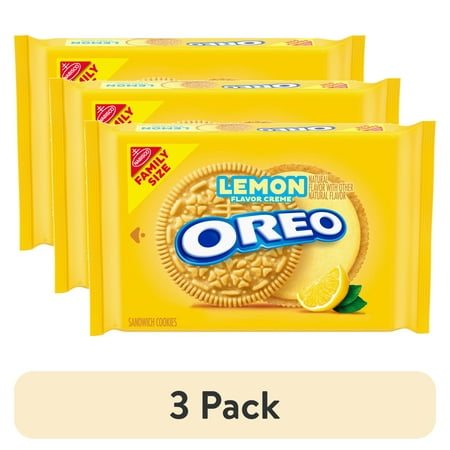 (3 pack) OREO Lemon Creme Sandwich Cookies, Family Size, 18.71 oz