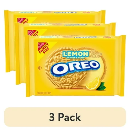 (3 pack) OREO Lemon Creme Sandwich Cookies, Family Size, 18.71 oz