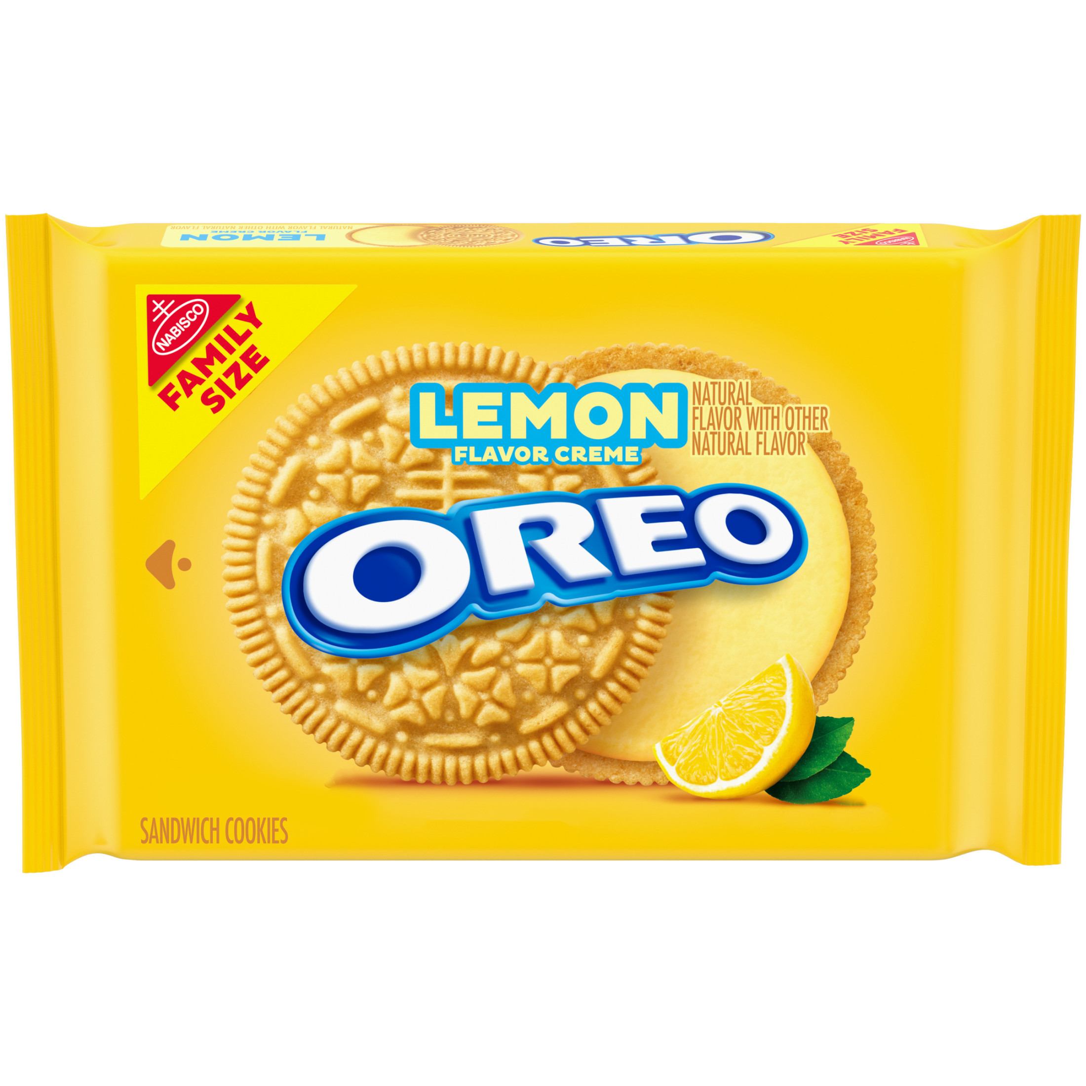 (3 pack) OREO Lemon Creme Sandwich Cookies, Family Size, 18.71 oz thumbnail 2