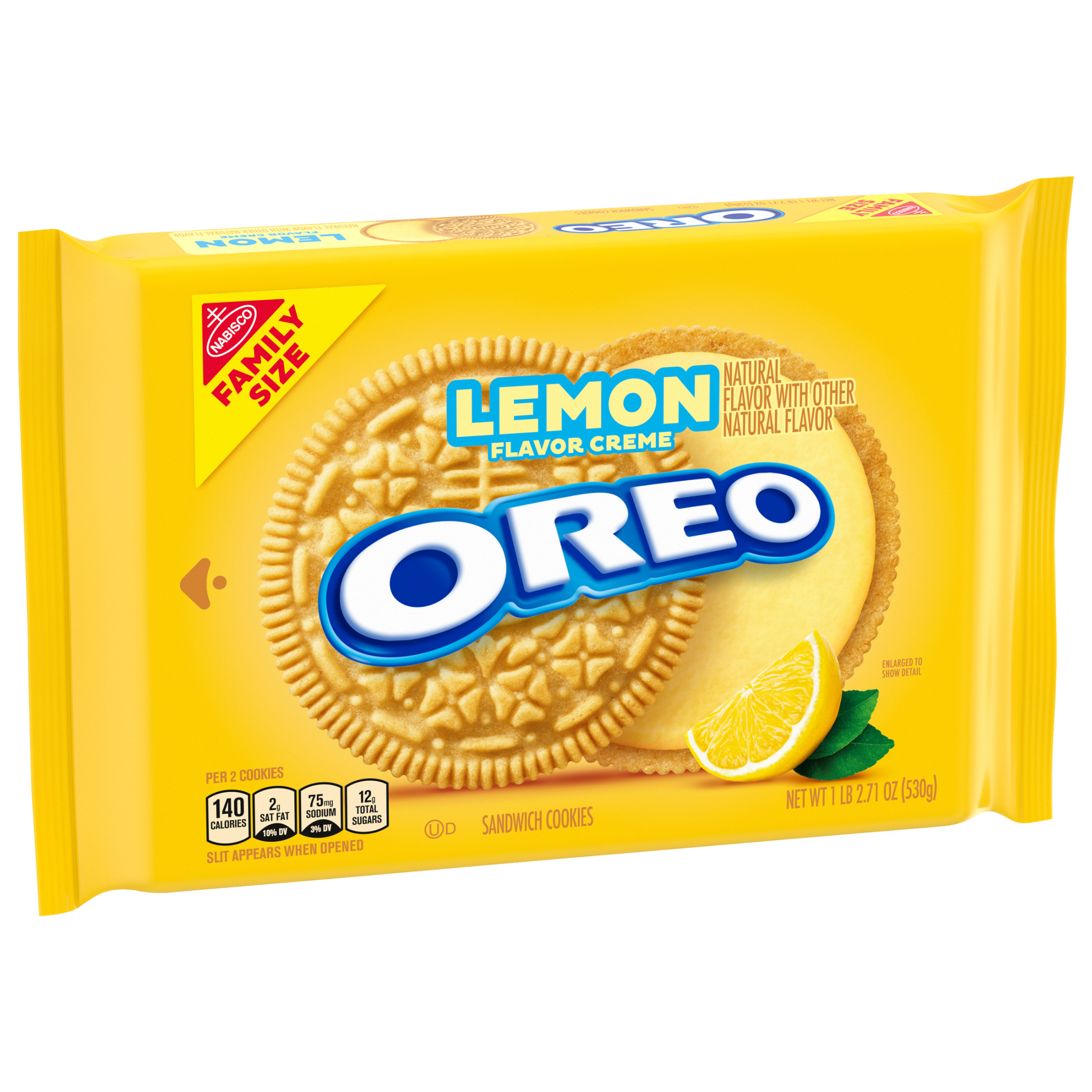 (3 pack) OREO Lemon Creme Sandwich Cookies, Family Size, 18.71 oz thumbnail 3