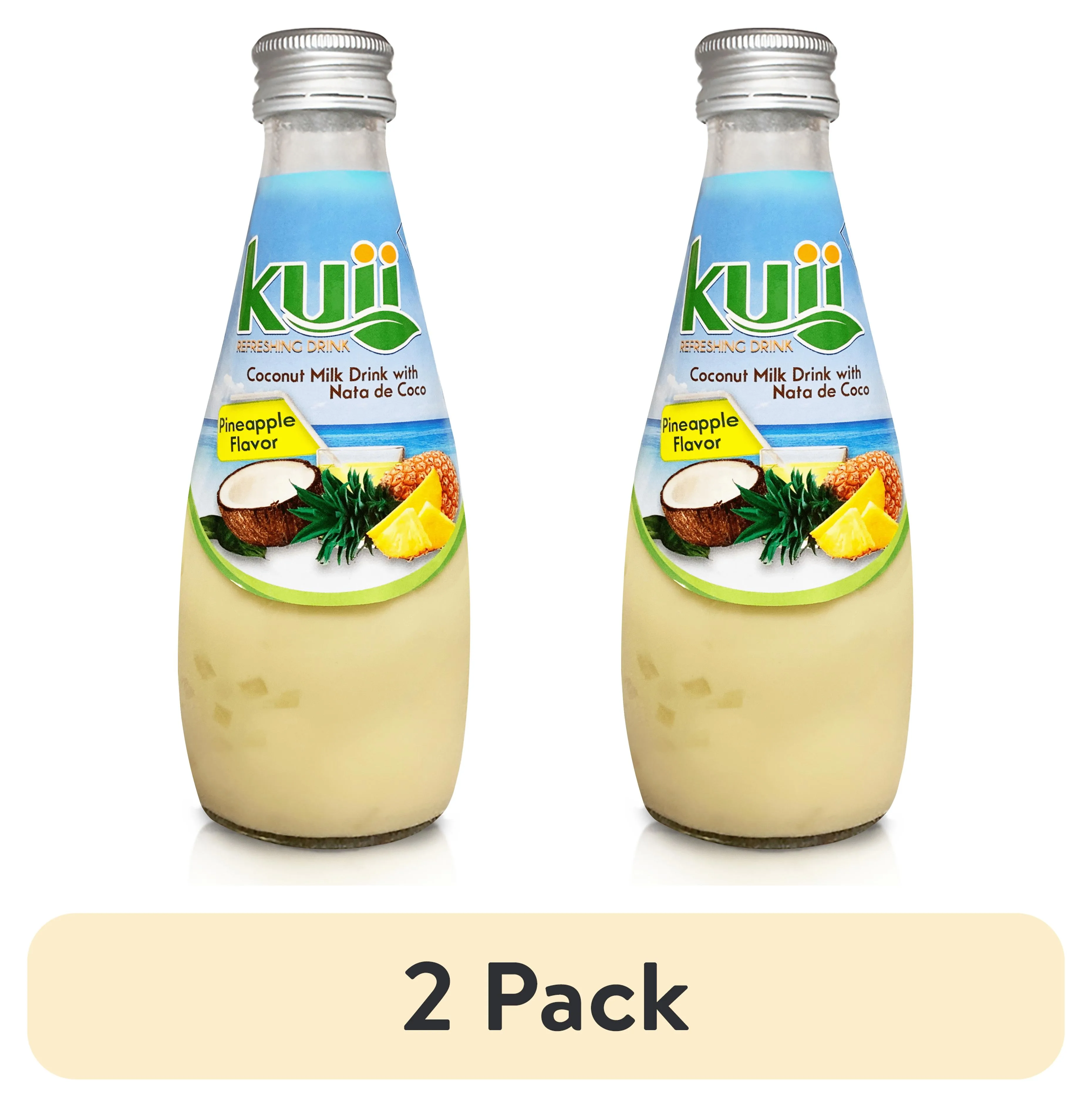 (2 pack) Kuii Drinks Coconut Milk with Nata de Coco, Pineapple, 290mL