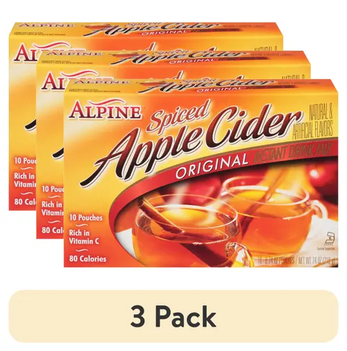 (3 pack) Alpine Spiced Cider Original Powdered Drink Mix, Apple Flavor, 10 Pouches