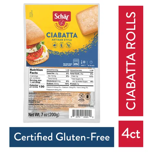 (4 pack) Schar Gluten Free Ciabatta Rolls, Artisan Bread Rolls Multipack, 7 oz, 4 Count thumbnail 2