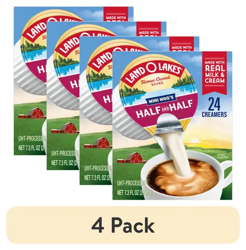 (4 pack) Land O Lakes Mini Mooâ€™s Half And Half Creamer Singles, 24 Count