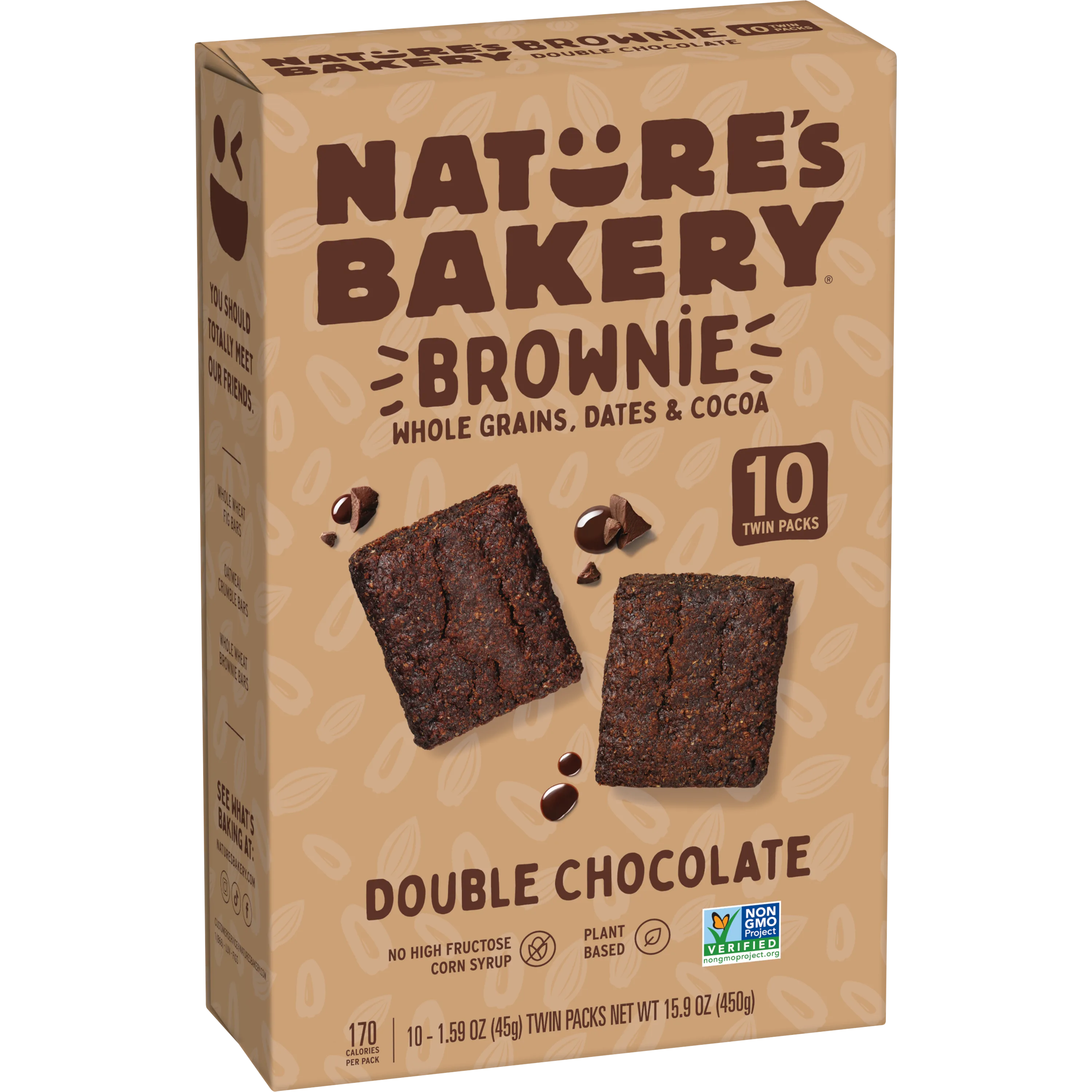 Nature's Bakery, Double Choc Brownie, Twin Packs, 1.59 oz, 10 Count