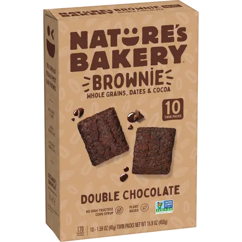 Nature's Bakery, Double Choc Brownie, Twin Packs, 1.59 oz, 10 Count