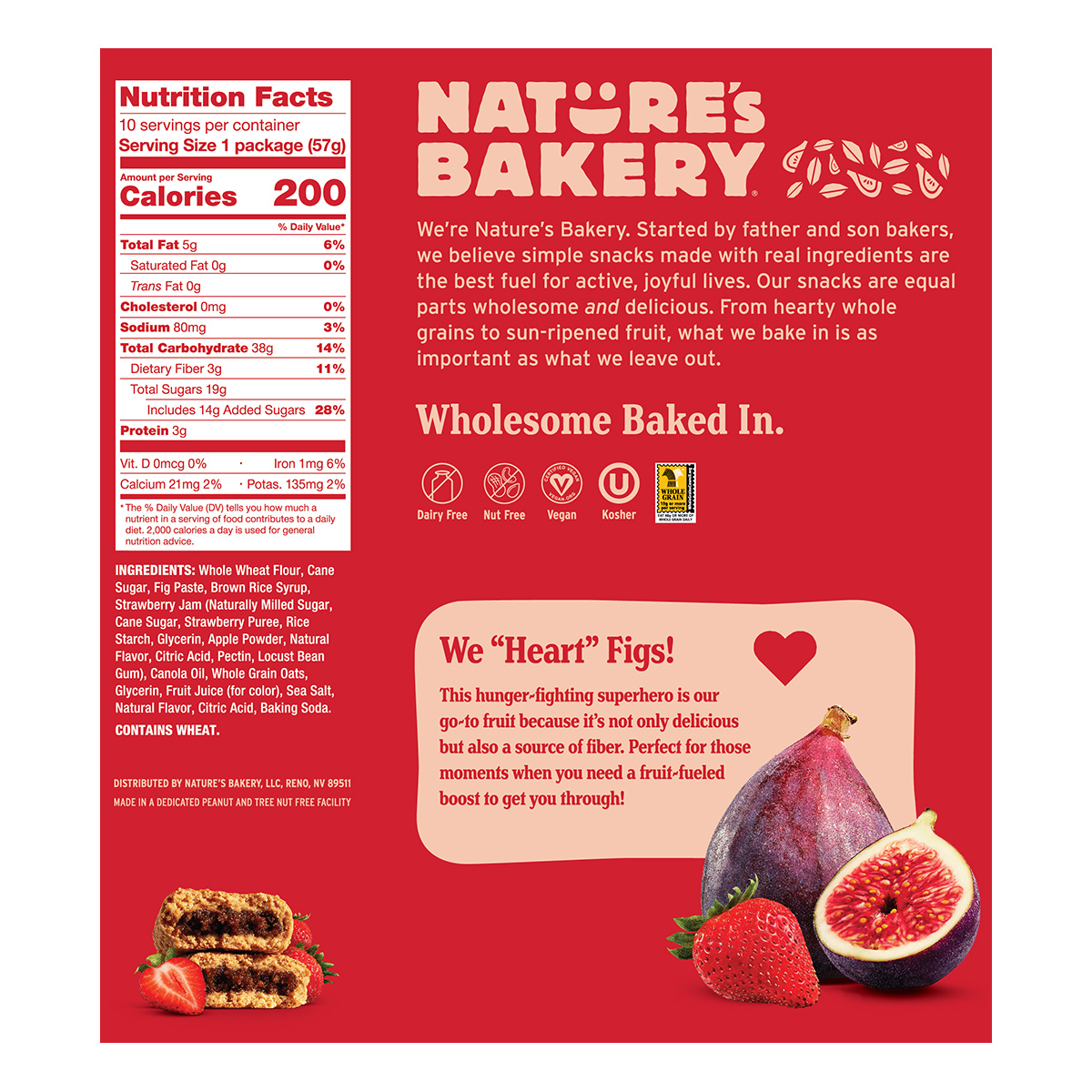 Nature's Bakery Whole Wheat Fig Bar Strawberry 10ct Carton thumbnail 3