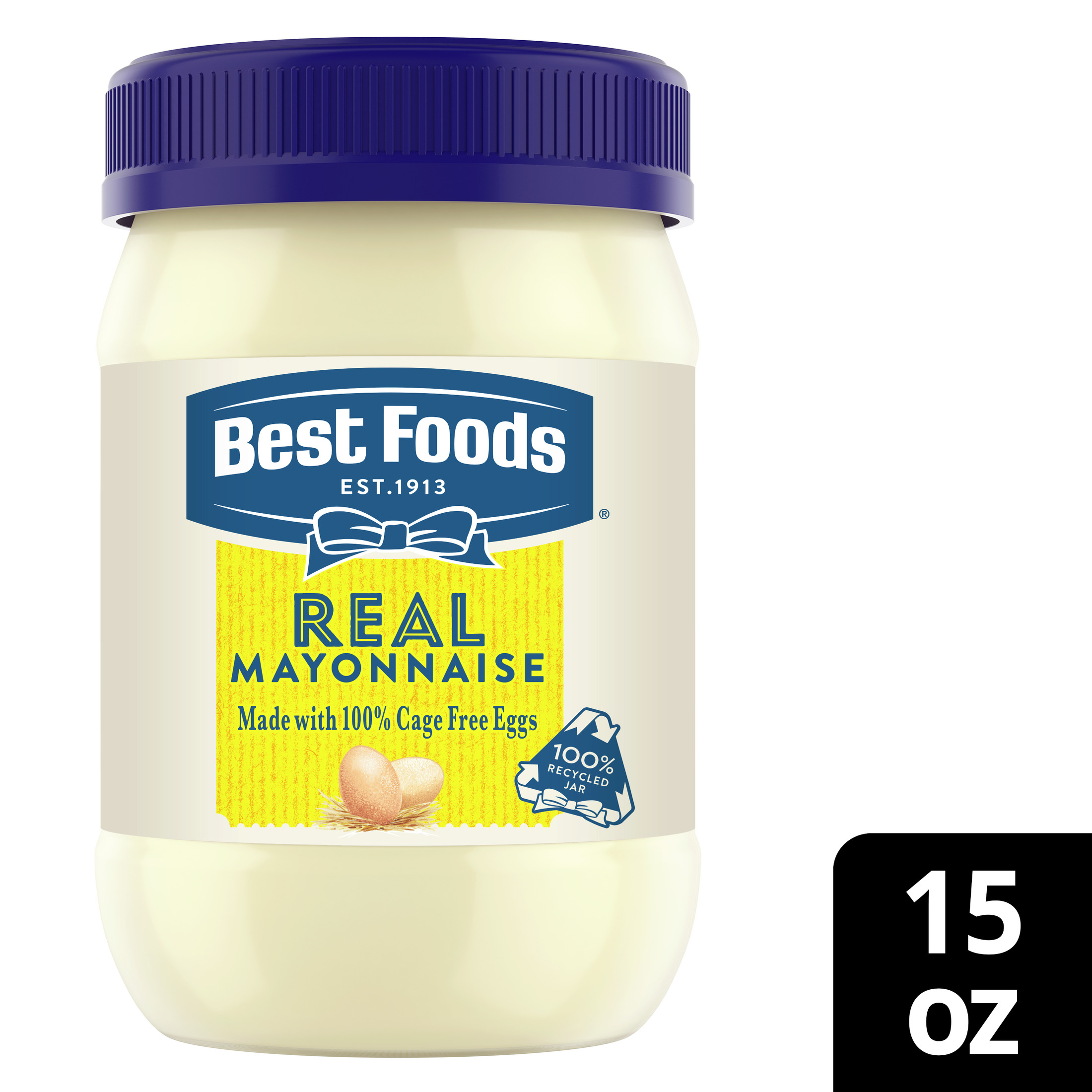 Best Foods Made with Cage Free Eggs Real Mayonnaise, Condiments, 15 fl oz Jar thumbnail 2