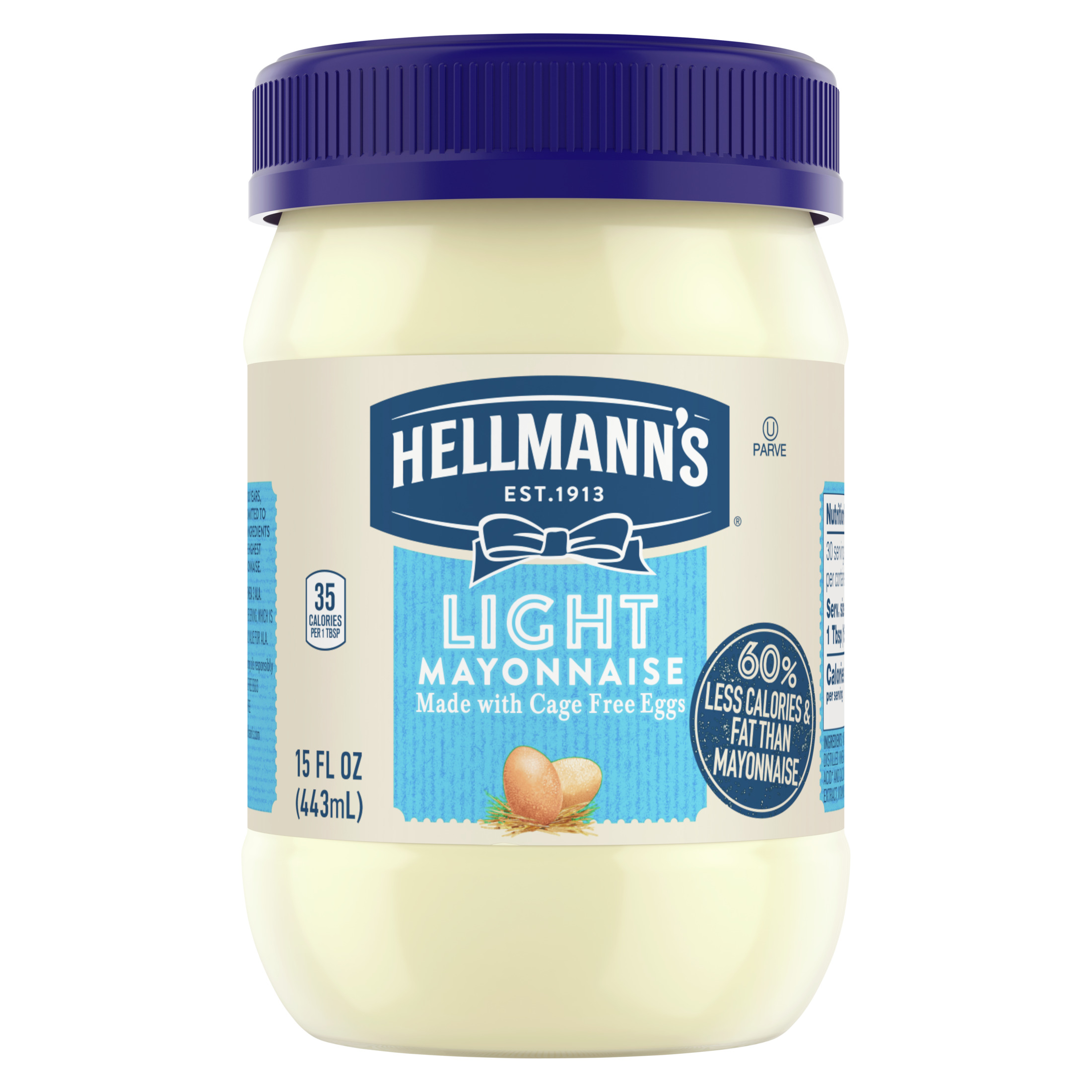 Hellmann's Made with Cage Free Eggs Light Mayonnaise, 15 fl oz Jar