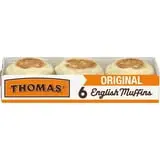 Thomas' Original English Muffins, 6 count, Plain English Muffins, 13 oz Tray