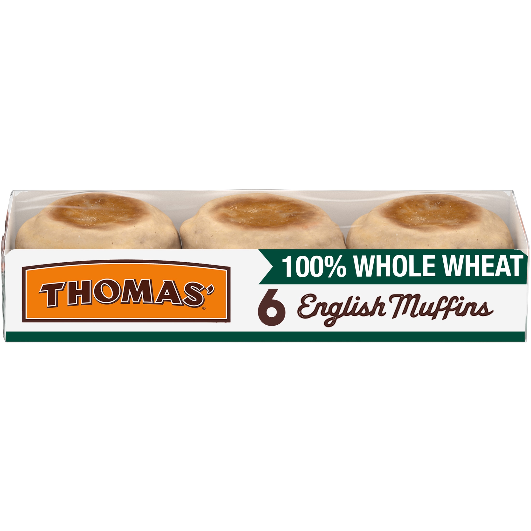 Thomas' Whole Wheat English Muffins, 6 count, English Muffins, 12 oz Tray