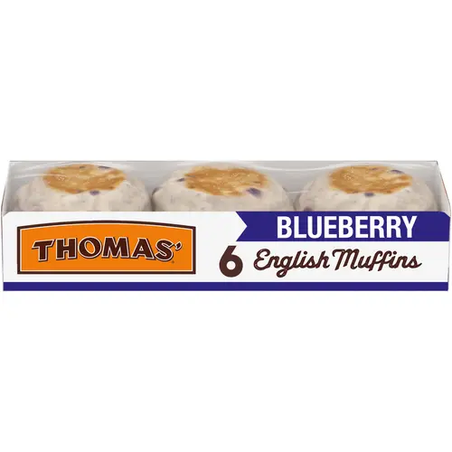 Thomas' Nooks & Crannies Blueberry English Muffins, 6 count, English Muffins, 13 oz Tray
