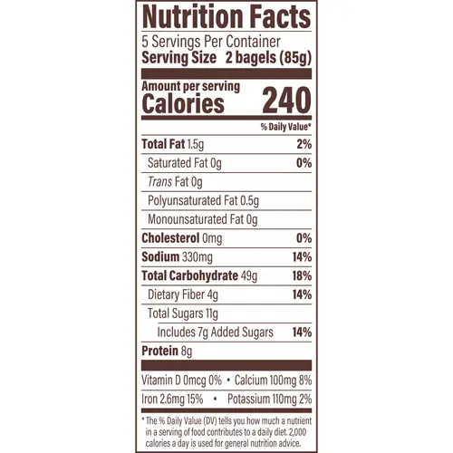 Thomas' Cinnamon Raisin Mini Bagels, 10 count, Pre-sliced Bagels, 15 oz Bag thumbnail 3
