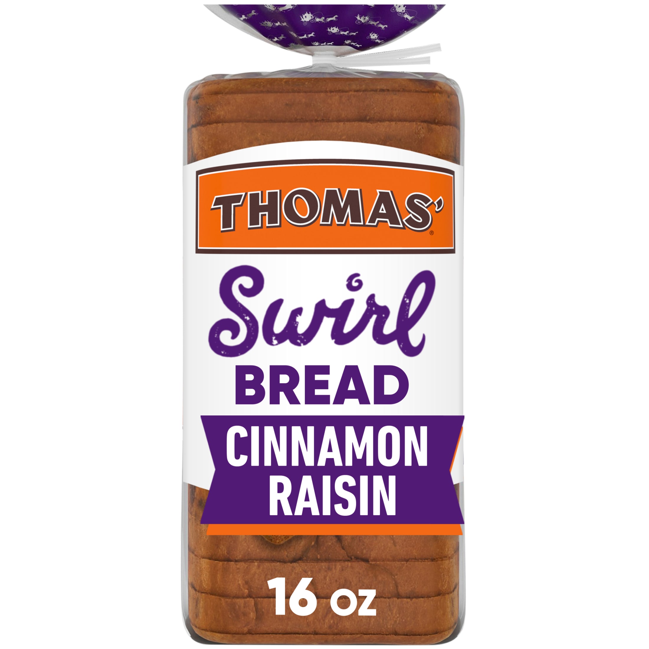 Thomas' Cinnamon Raisin Swirl Bread, 16 oz, Cinnamon Bread, Bag