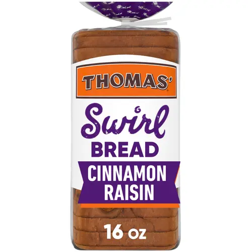 Thomas' Cinnamon Raisin Swirl Bread, 16 oz, Cinnamon Bread, Bag