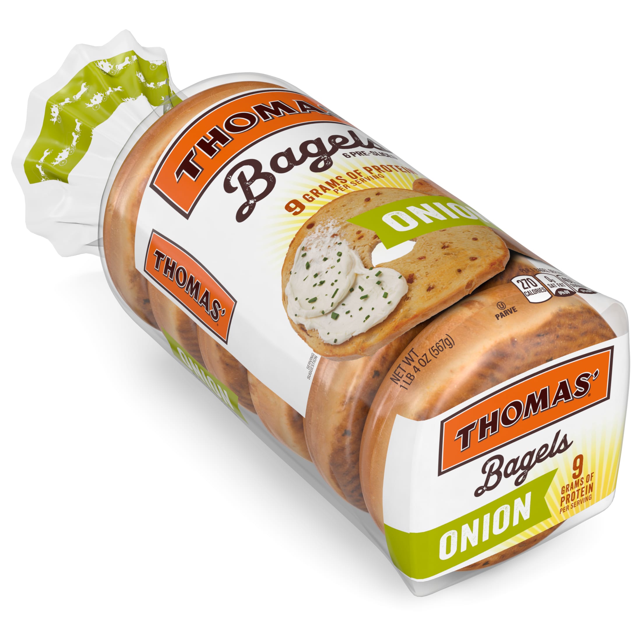 Thomas' Onion Bagels, 6 count, Pre-sliced Bagels, 20 oz Bag thumbnail 2