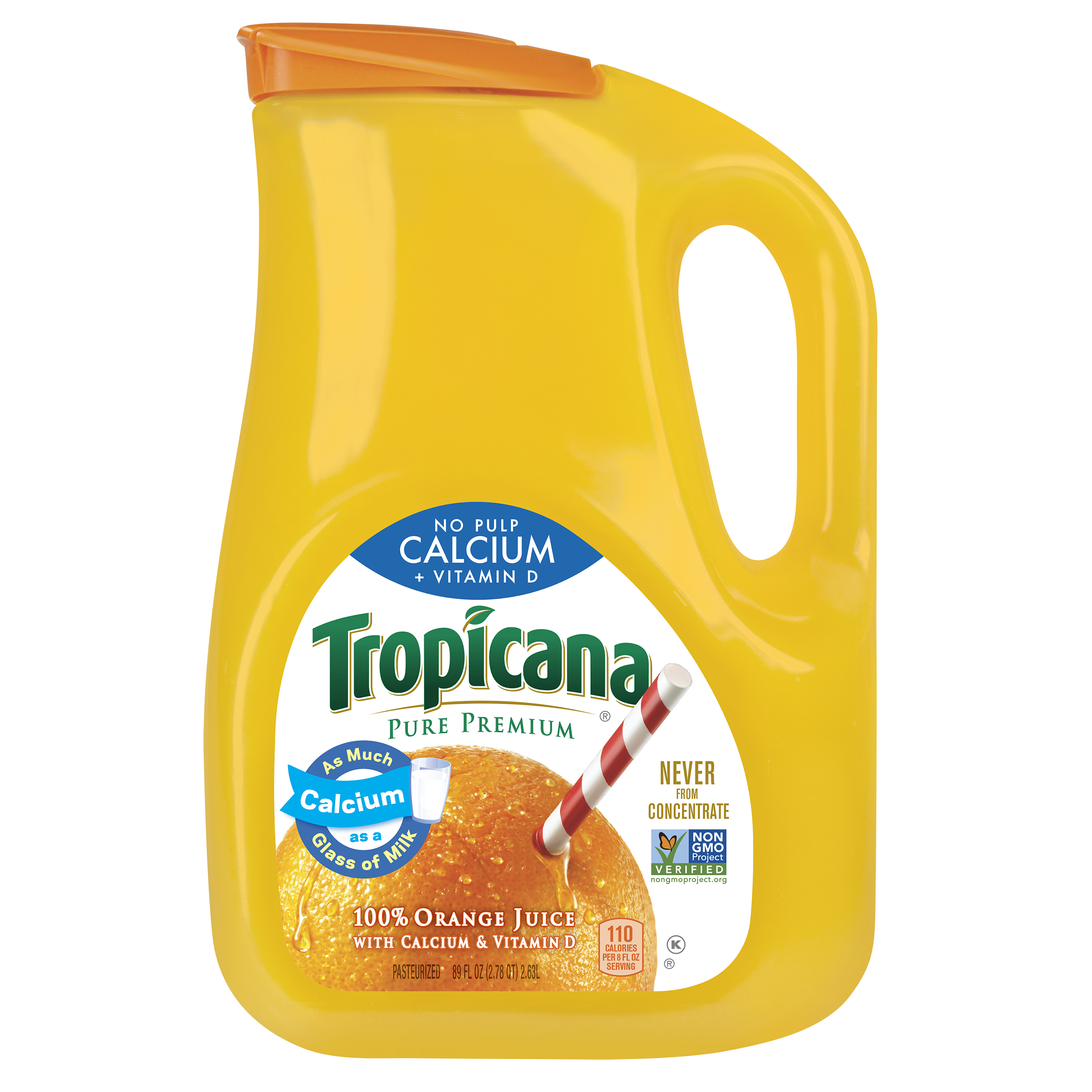 Tropicana, 100% Orange Juice Calcium + Vitamin D, No Pulp, 89 Fl. Oz.