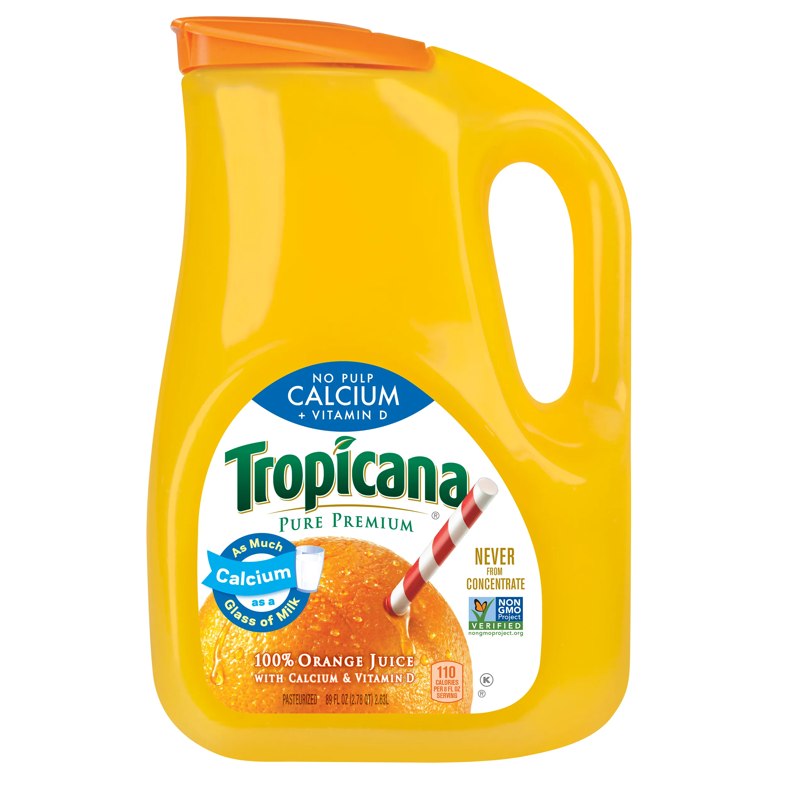 Tropicana, 100% Orange Juice Calcium + Vitamin D, No Pulp, 89 Fl. Oz.