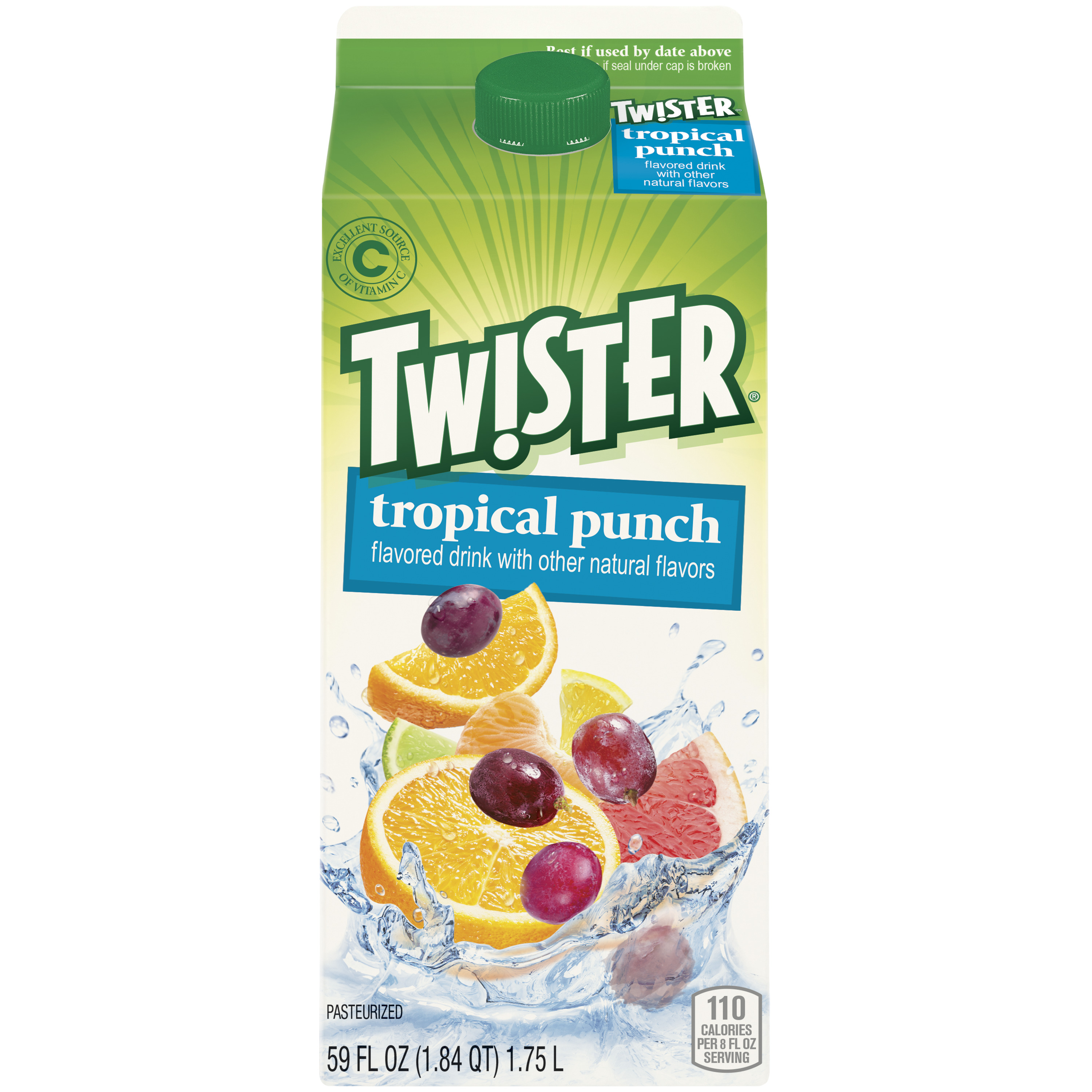Tw!ster Flavored Drink, Tropical Punch Flavored, 59 Fl Oz Carton