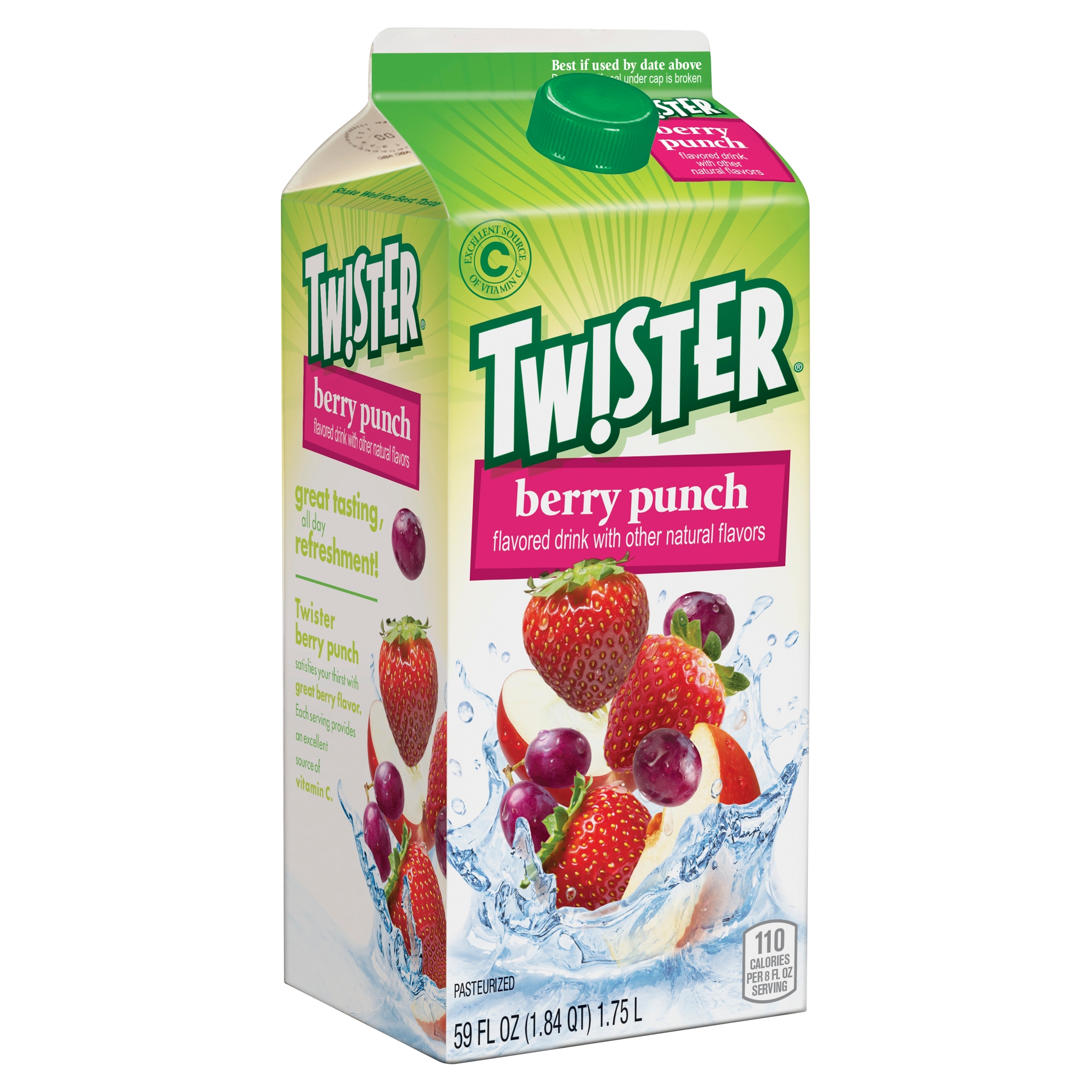Tropicana Twister Berry Punch Flavored Refreshing Drink, 59 Fluid Ounce, Premium Paper Carton