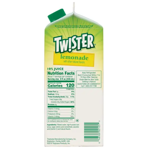 Tw!ster Flavored Drink, Lemonade, 59 Fl Oz Carton thumbnail 2
