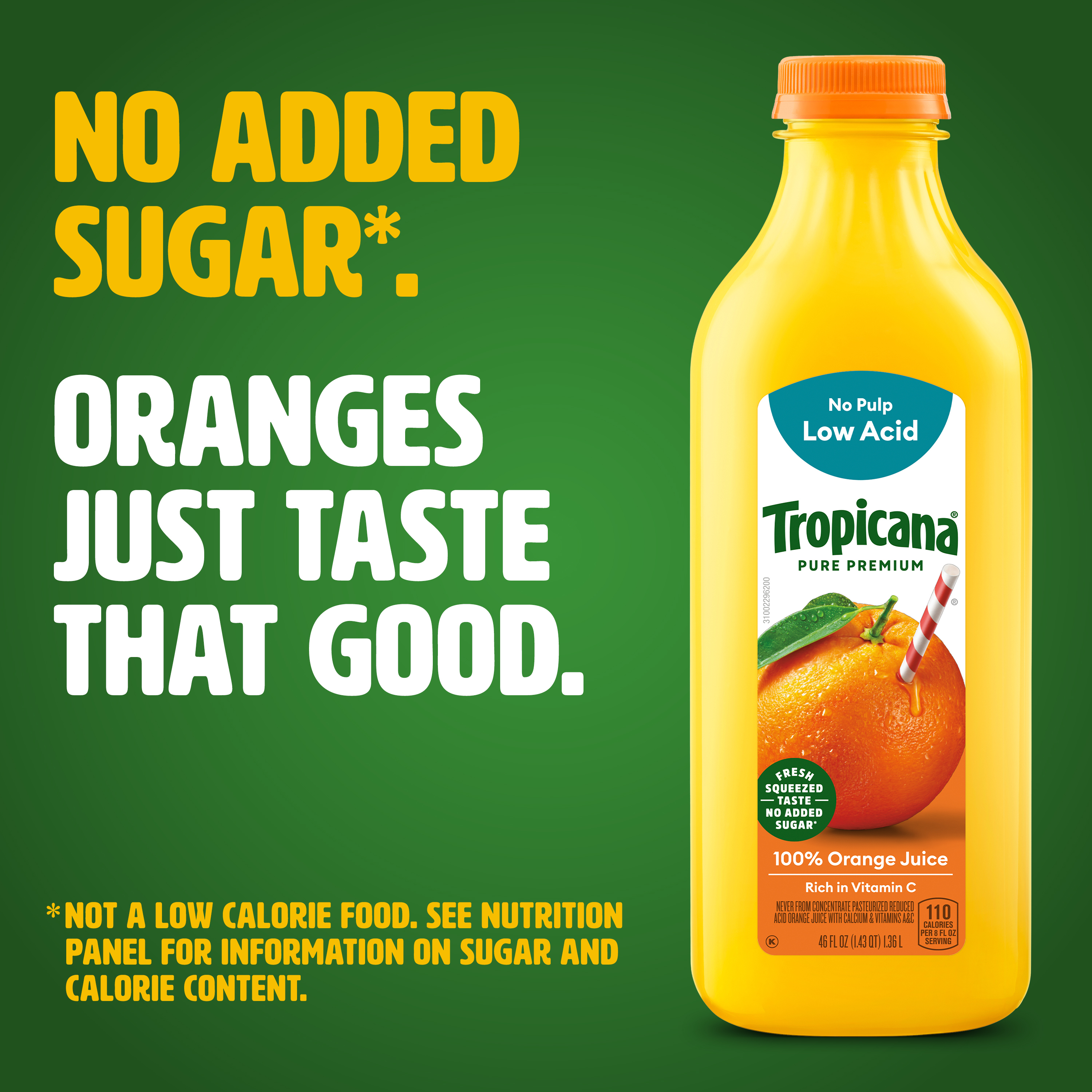 Tropicana Pure Premium 100% Original Orange Juice, Smooth Texture, No Pulp, Low Acid, 46 Fl Oz Bottle thumbnail 3