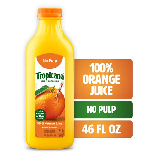 Tropicana Pure Premium 100% Orange Juice Original, No Pulp, No Sugar Added, 46 Fl Oz Smooth Texture, Non-GMO