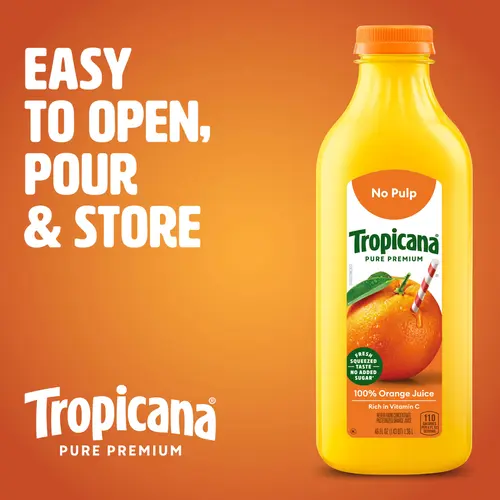 Tropicana Pure Premium 100% Orange Juice Original, No Pulp, No Sugar Added, 46 Fl Oz Smooth Texture, Non-GMO thumbnail 2