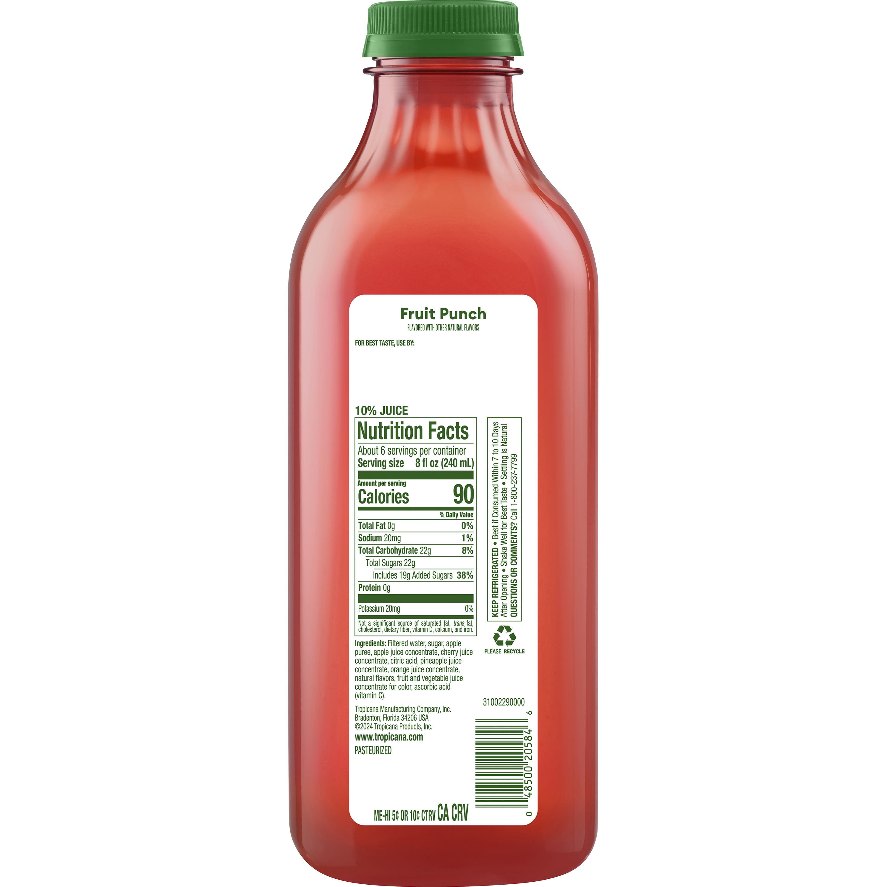 Tropicana Refreshers Real Fruit Blast, Fruit Punch Juice Drink, 46 fl oz thumbnail 2