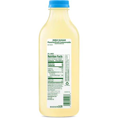 Tropicana Zero Sugar Passionfruit Lemonade, 46 fl oz Bottle thumbnail 2