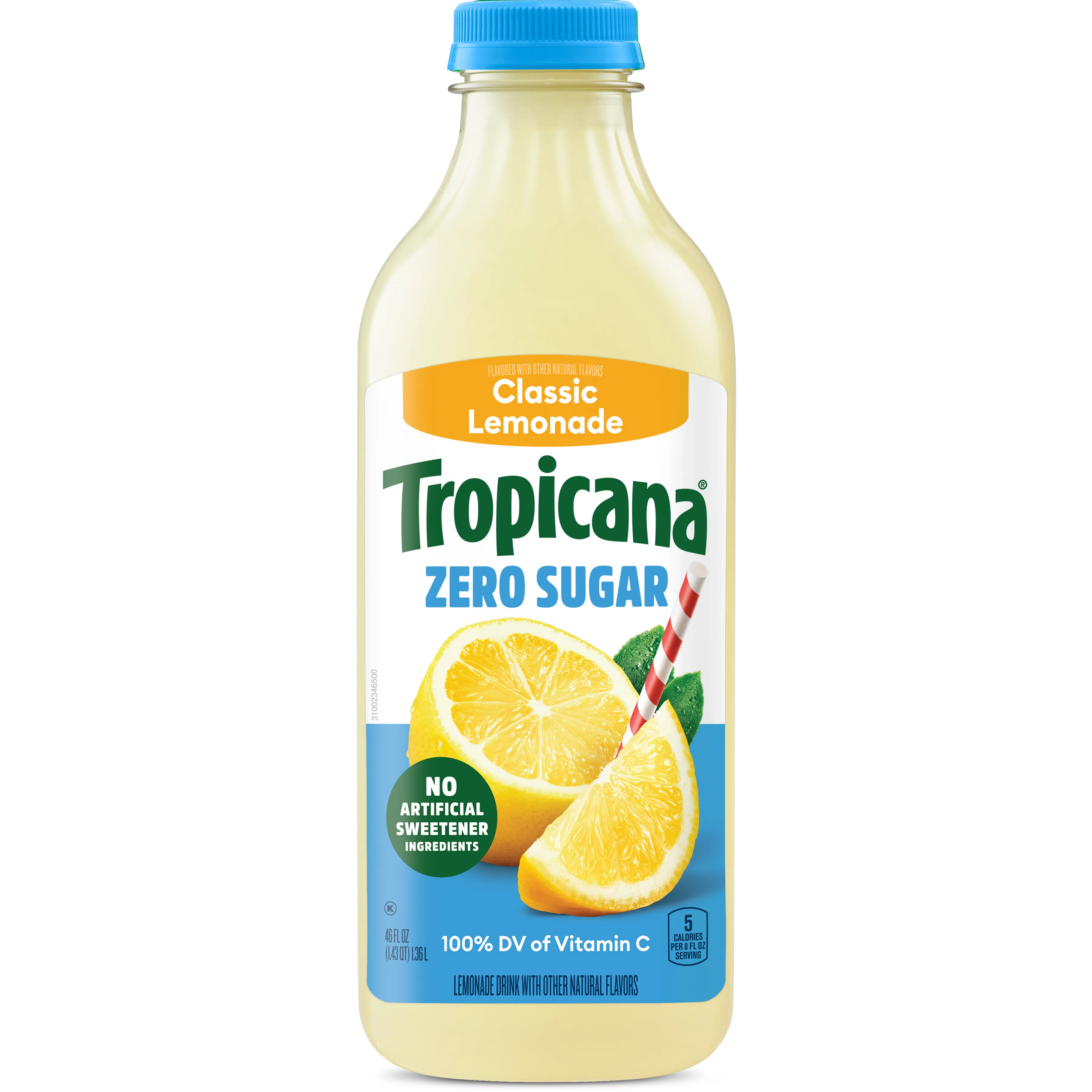 Tropicana Zero Sugar Classic Lemonade, 46 fl oz Bottle