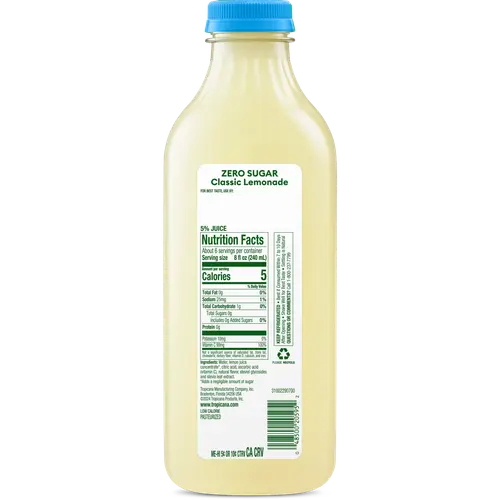 Tropicana Zero Sugar Classic Lemonade, 46 fl oz Bottle thumbnail 2