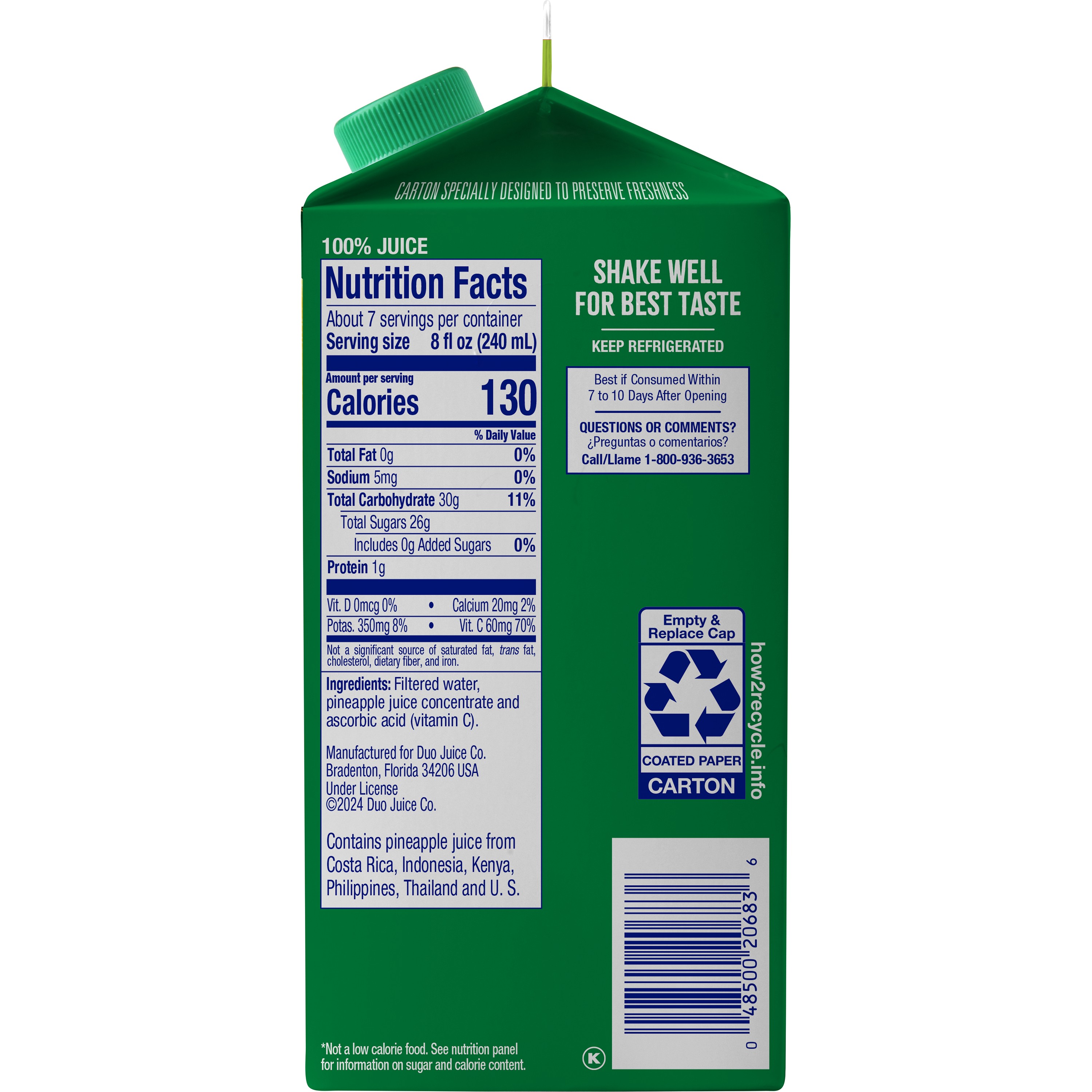 Dole 100% Chilled Pineapple Juice, 52 Oz thumbnail 4