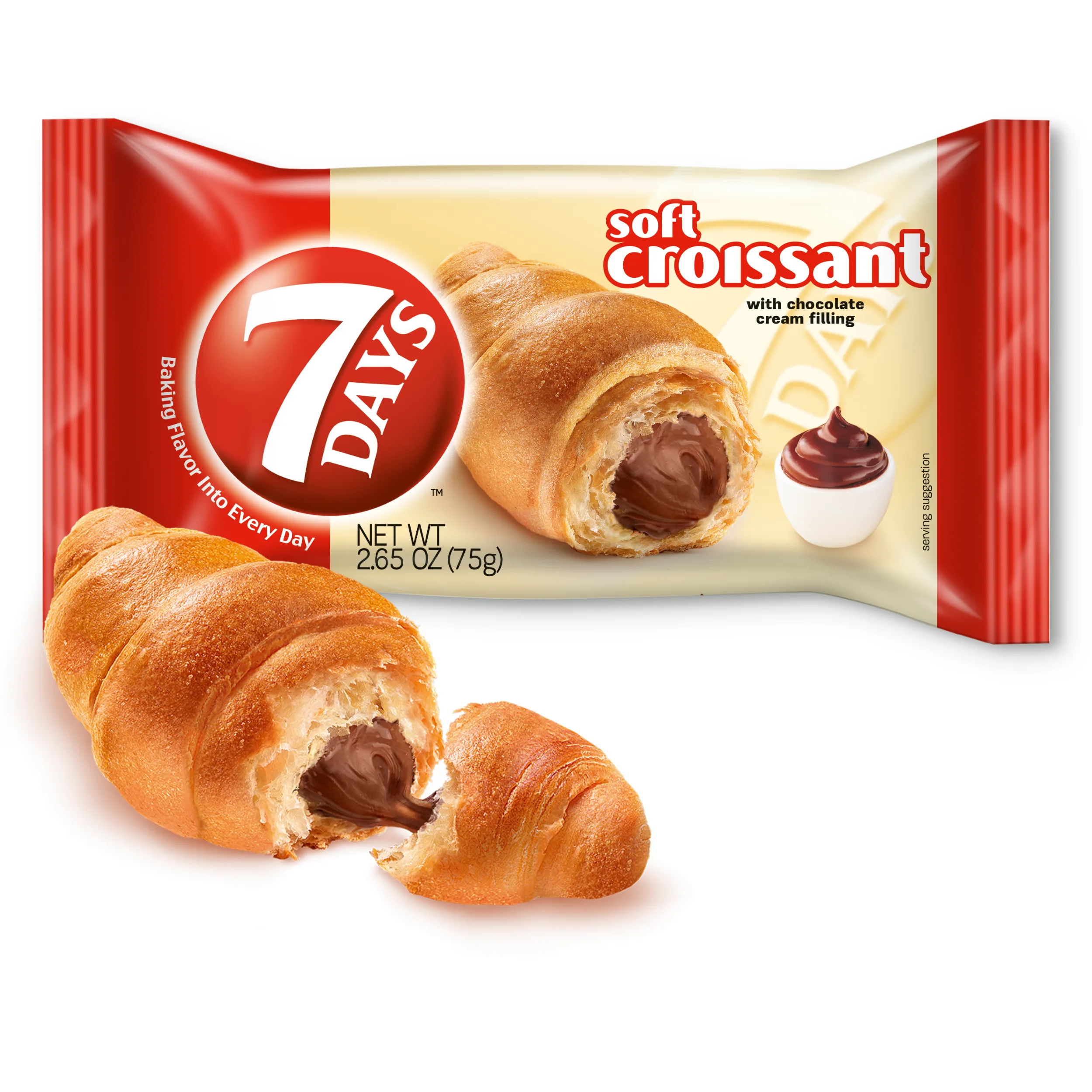 7Days Soft Croissant, Chocolate, On The Go Breakfast, Individually Wrapped, 2.65 Ounce