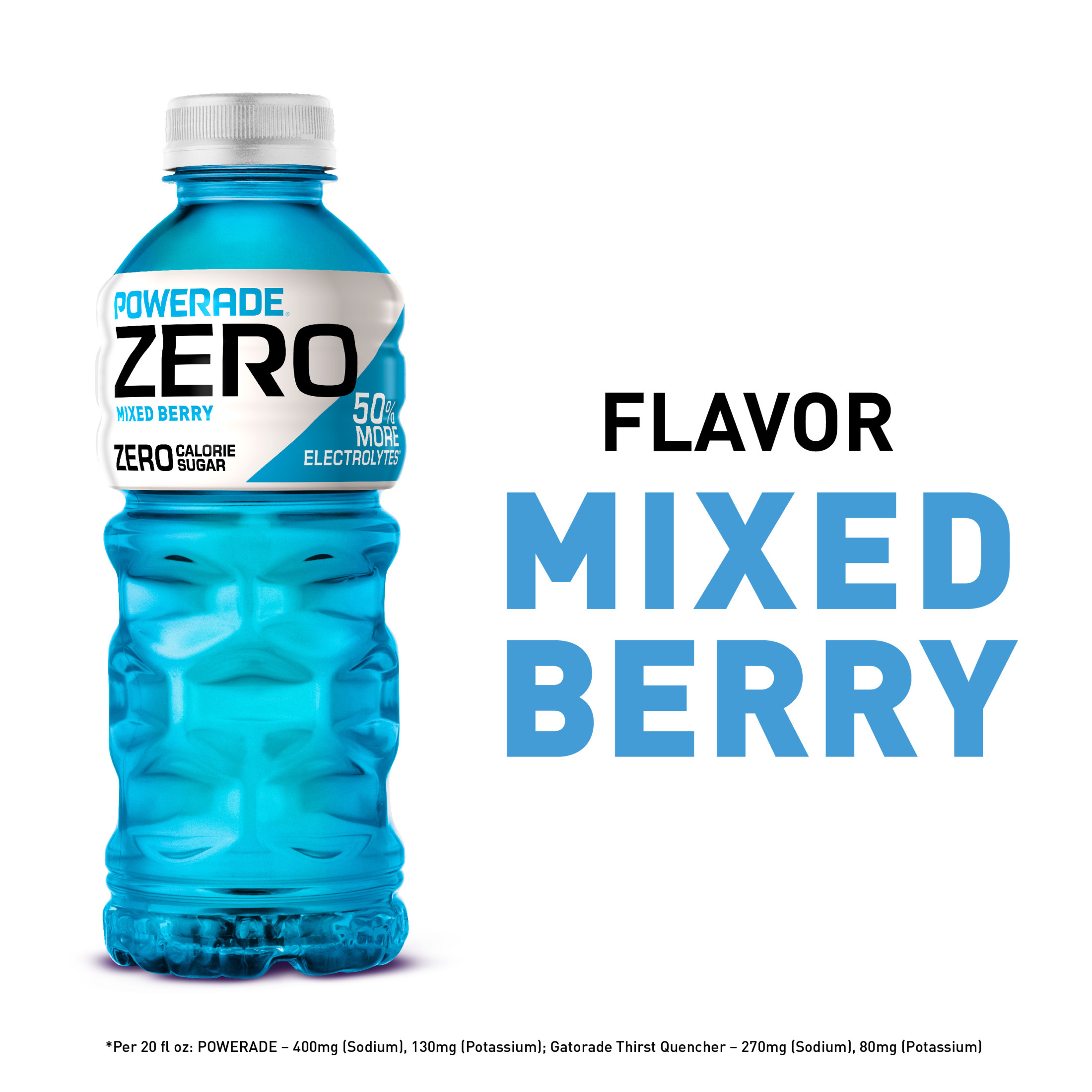 POWERADE Zero Sugar Mixed Berry Electrolyte Sports Drink, 20 fl oz, 8 Pack Bottles thumbnail 4