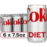 Diet Coke Diet Cola Soft Drink, 7.5 fl oz Mini Cans, 6 Pack