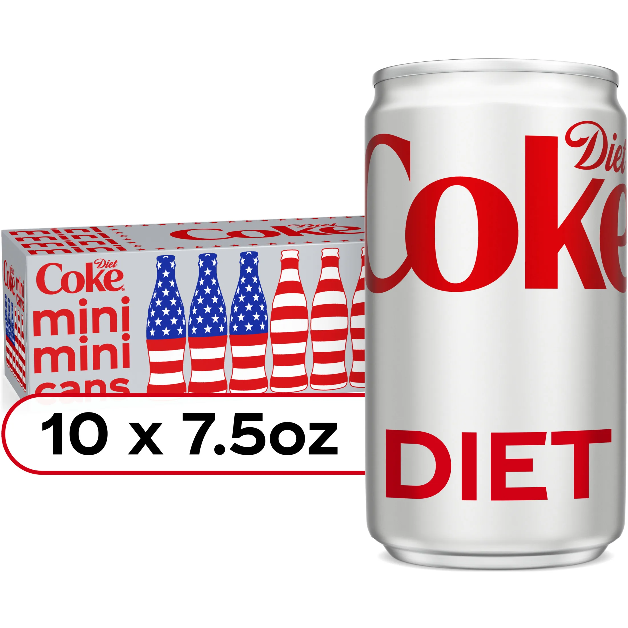 Diet Coke Diet Cola Soda Fridge Pack, 7.5 fl oz Mini Cans, 10 Pack