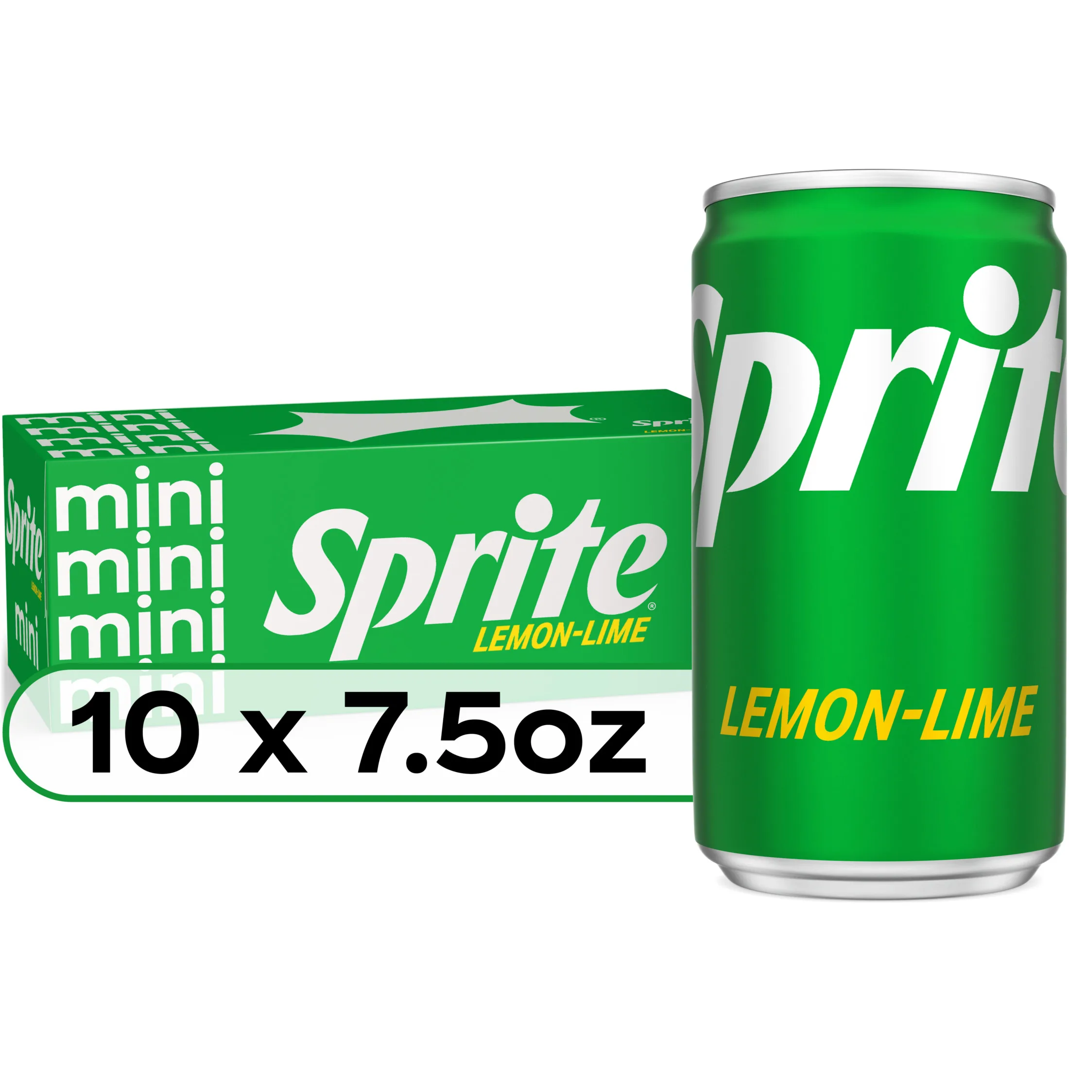 Sprite Lemon Lime Mini Soda Pop Soft Drink, 7.5 fl oz, 10 Pack Cans
