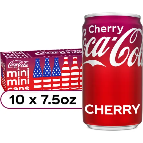 Coca-Cola Cherry Mini Soda Pop Soft Drink, 7.5 fl oz, 10 Pack Cans