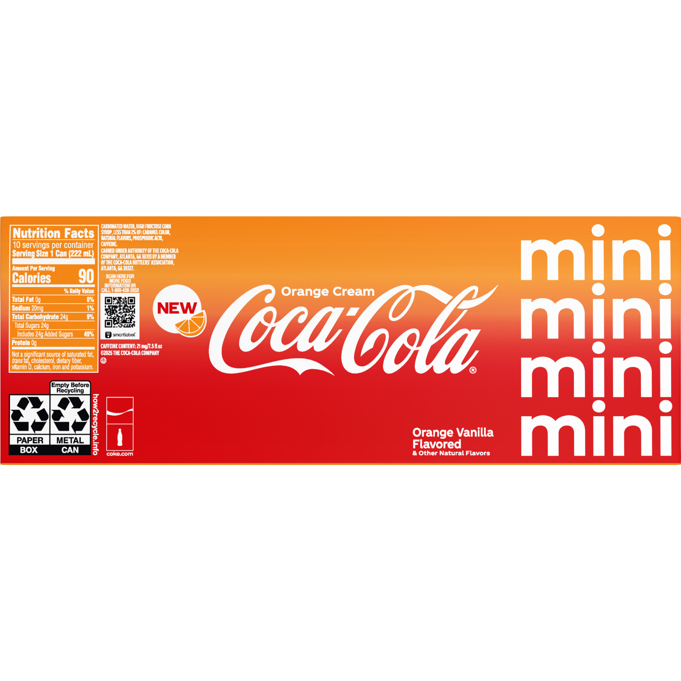 Coca-Cola Orange Cream Soda, 7.5 oz. mini cans (Pack of 10) thumbnail 2