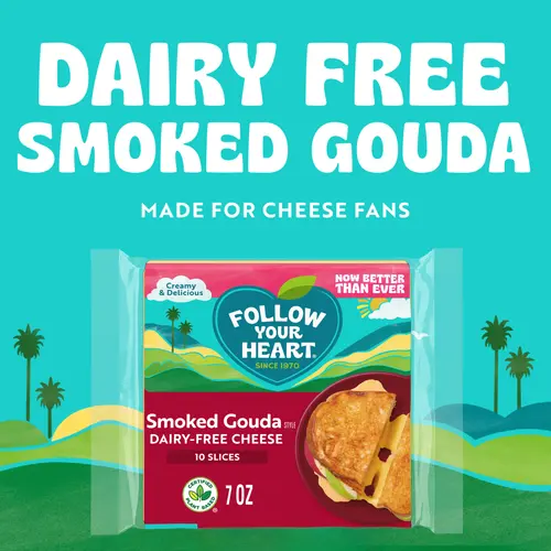 Follow Your Heart Gluten Free, Vegan, Smoked Gouda Style Dairy Free Cheese Slices Pack, 7 oz, 10 Count thumbnail 2