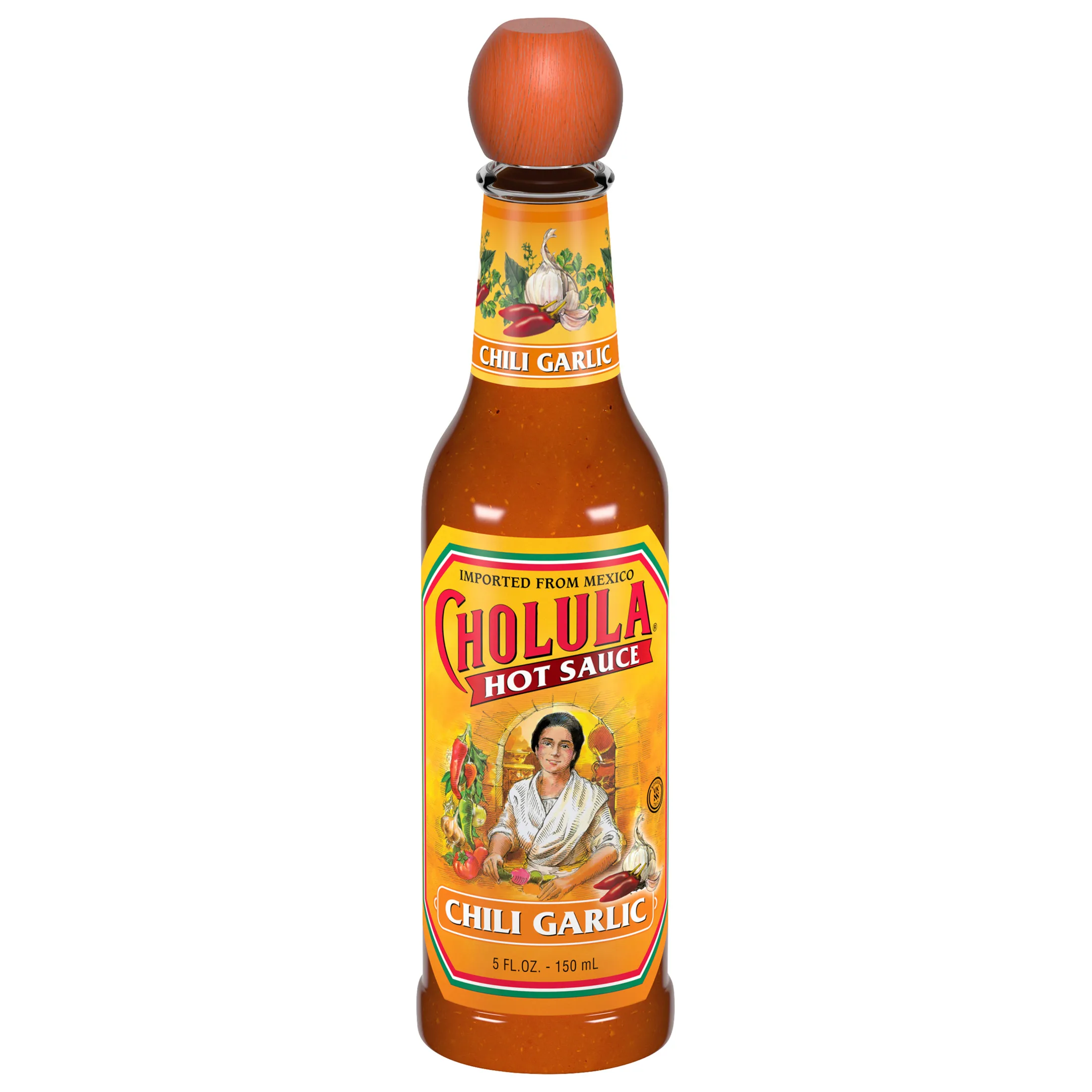Cholula Non-GMO Kosher Chili Garlic Hot Sauce, 5 fl oz Bottle
