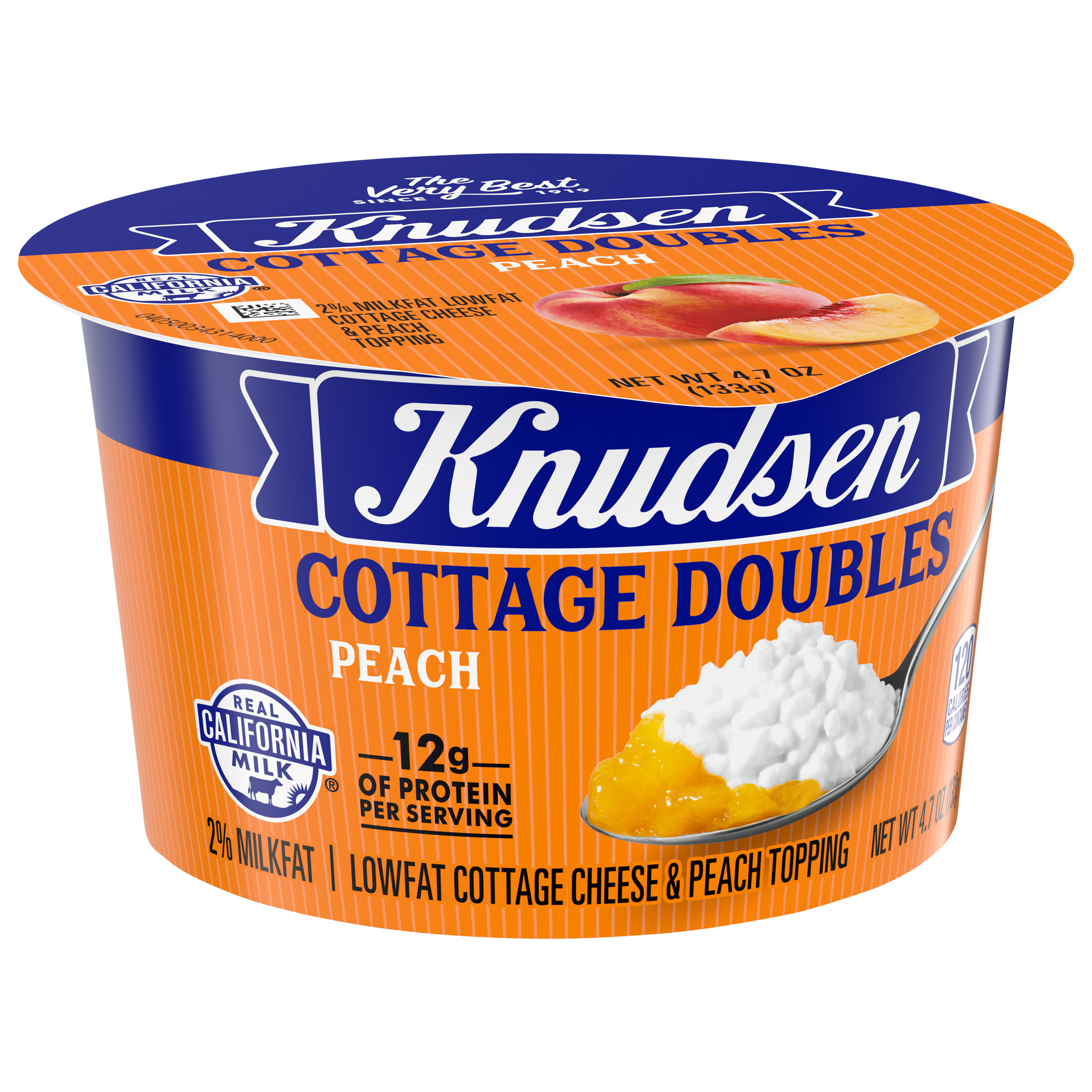 Knudsen Cottage Doubles Lowfat Cottage Cheese & Peach Topping with 2% Milkfat, 4.7 oz Cup thumbnail 3