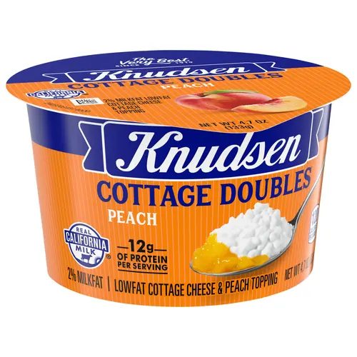 Knudsen Cottage Doubles Lowfat Cottage Cheese & Peach Topping with 2% Milkfat, 4.7 oz Cup thumbnail 3