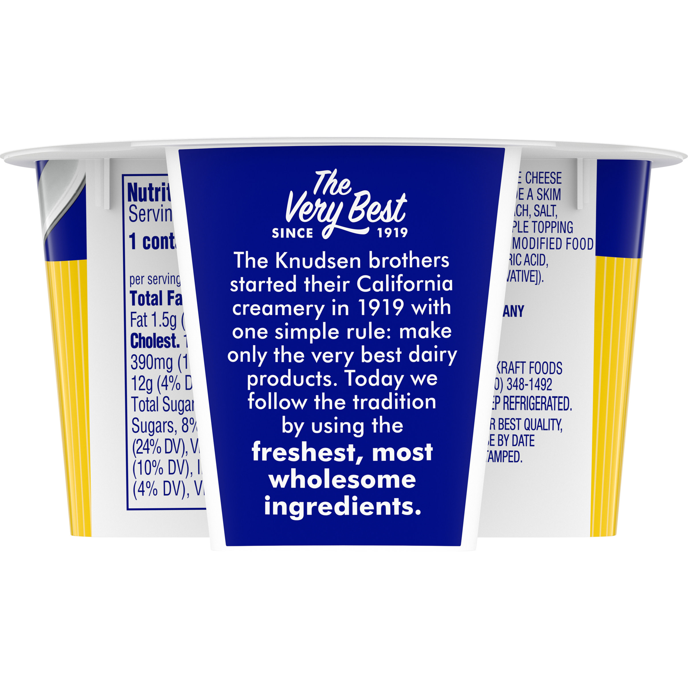 Knudsen Cottage Doubles Lowfat Cottage Cheese & Pineapple Topping with 2% Milkfat, 4.7 oz Cup thumbnail 2