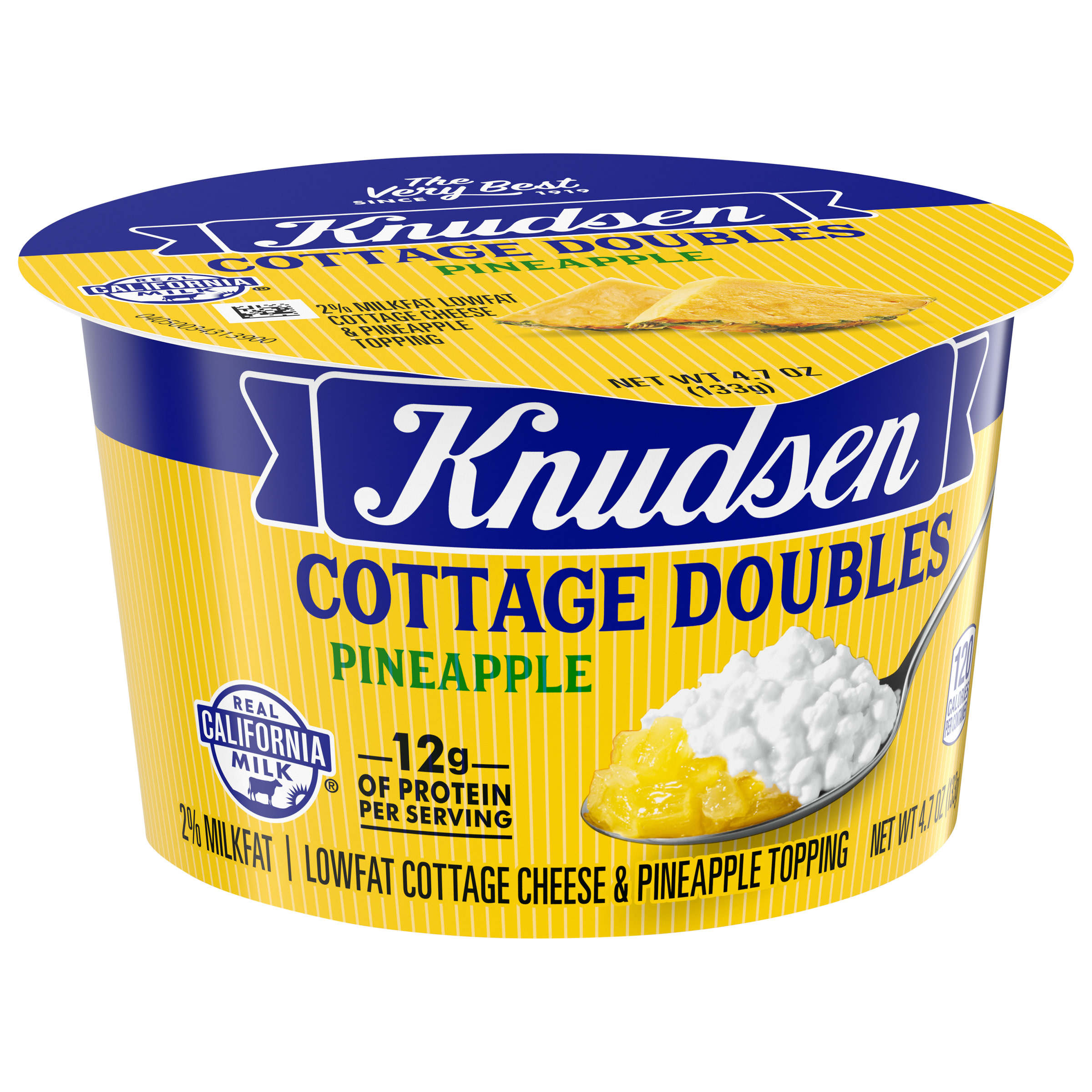 Knudsen Cottage Doubles Lowfat Cottage Cheese & Pineapple Topping with 2% Milkfat, 4.7 oz Cup thumbnail 3