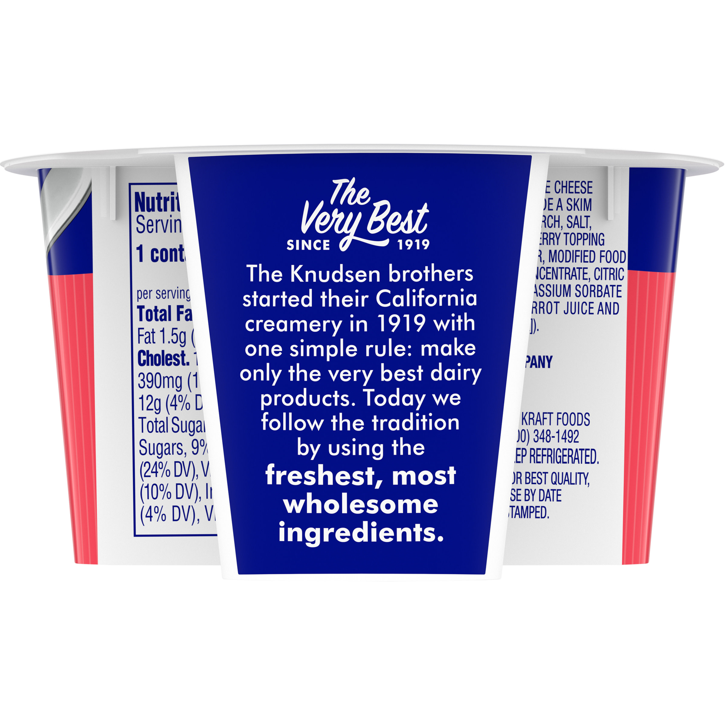 Knudsen Cottage Doubles Lowfat Cottage Cheese & Strawberry Topping with 2% Milkfat, 4.7 oz Cup thumbnail 2